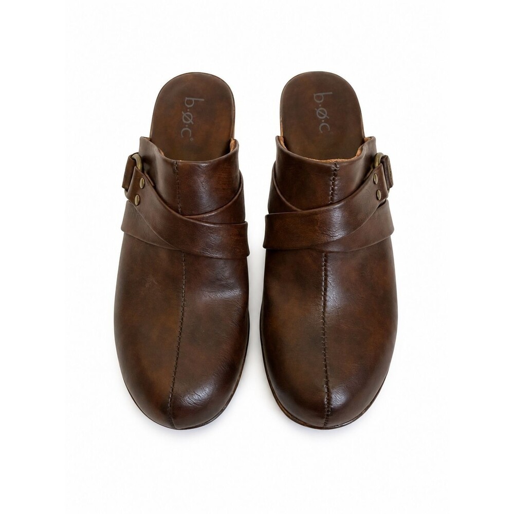 BOC Born Concept Womens Brown Leather Mule Clogs Shoes Buckle Size 6M